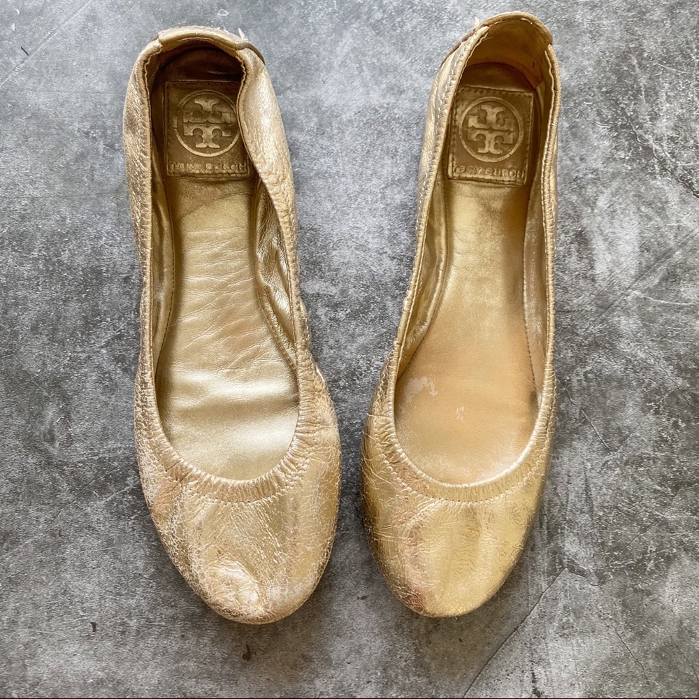 Tory Burch gold flats